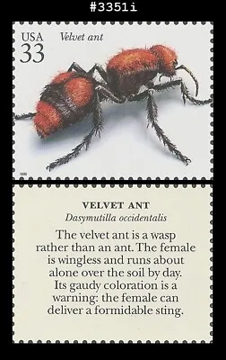 USA3 #3351i MNH Insects And Spiders Velvet Ant • $1.06