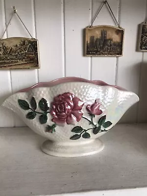 Maling Ware Pink Vase Antique Mantle Lusterware Rare Pink Rose Design C1930 • £26.99