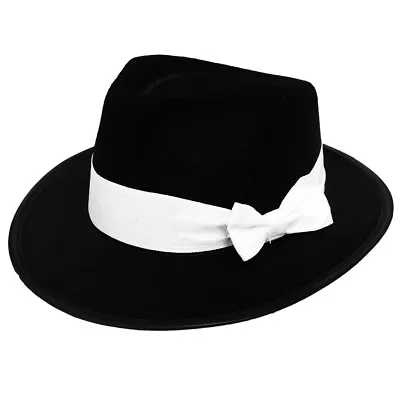 £7.99 • Buy Deluxe Black Gangster Hat With White Band 1920's Fancy Dress Costume Accessory