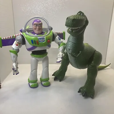 Lot Of 2 Disney Pixar Toy Story Talking BUZZ Lightyear & REX (Interactive) 13” • $93.41