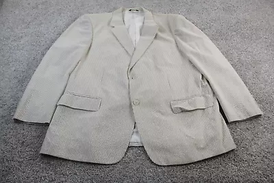 Mark Fore Strike Seersucker Sport Coat Striped Beige White Mens • $28.49