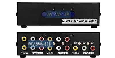 4-Port RCA Audio/Video Selector Box With 4 AV Inputs To 1 RCA AV Output  • $19