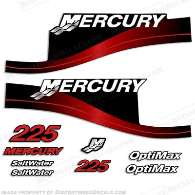 Fits Mercury 225hp Decal Kit - 1999-2004 (Red) - Optimax Saltwater • $94.95