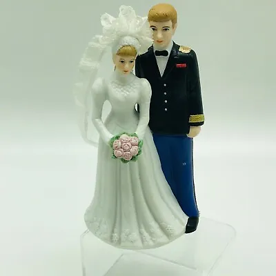 Lefton Bride Groom Military Uniform Cake Topper Porcelain Vintage 1995  • $35.60