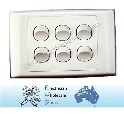 6 Gang Switch Electrical Light Switch Wall  Switch 2000 Series Style White • $16.99