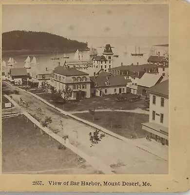 Main Street - Bar Harbor Mount Desert ME Frenchman Bay Kilburn Stereoview C1870 • $9.99