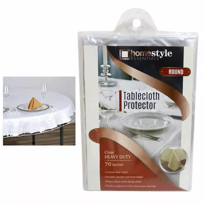 Crystal Clear Vinyl Tablecloth Protector 70  Round Plastic Table Cover Fits: • $9.67