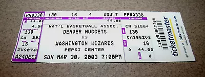 Nuggets 3/30/2003 V Washington Wizards Ticket Michael Jordan Last Game In Denver • $9.99