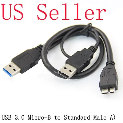 USB 3.0 Y-Cable USB 3.0 Type B Micro Male To Type A Male USB Power Supply Cable • $7.50