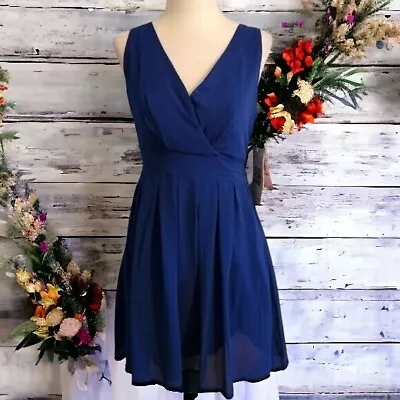 NEW Women's Emerald Sundae Cobalt Blue Fit And Flare Tie Dress Size 5 NWT • $22.99