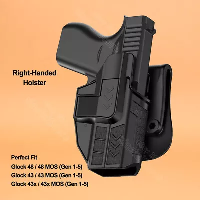 G48 G43 MOS Holster OWB For Glock 43 43X 48 G43x Mos G48 MOS G43 9mm 40 Holder • $23.99