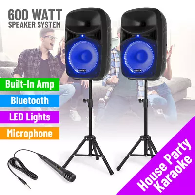 Karaoke House Party Speaker System With Lights Microphone And Stands 600w VPS10 • £169