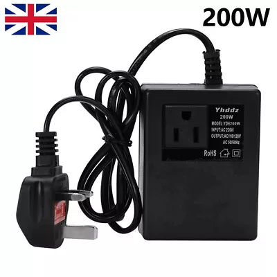 200W Stepdown Power Voltage Converter Transformer 220V/240V To 110V/120V UK PLUG • £13.99