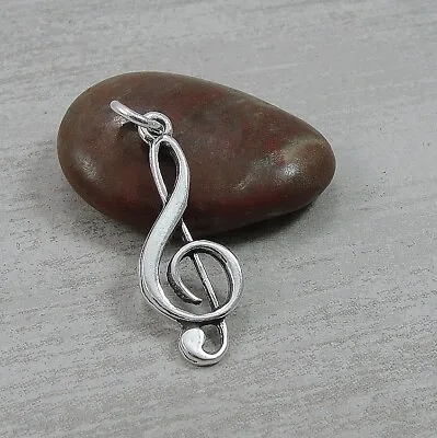 925 Sterling Silver Treble Clef Charm - Music Note Charm - Music Teacher Gift • $14.95