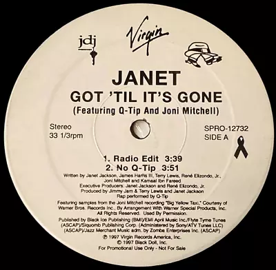 JANET JACKSON (ft. Q-Tip)  Got 'Til It's Gone  RARE PROMO 12  VINYL ©1997 US • $18.98