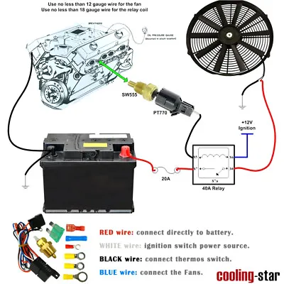 $22.95 • Buy DC 12V Radiator Thermostat Fan Sensor Temp Controller Switch Wiring Relay Kits