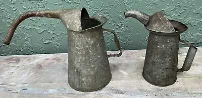 Vintage Galvanized Metal Oil Can Pour Spout Lot Of 2 • $19.99