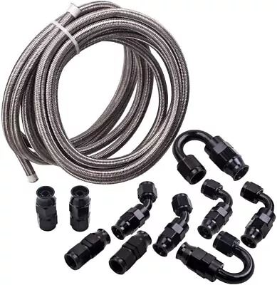 16FT 3/8'' Fitting Stainless Steel Nylon Braided CPE Oil 6AN Fuel Hose Line Kit  • $44.26