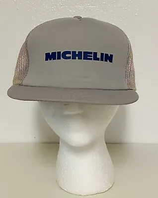 Vintage Michelin Man Snapback Trucker Hat  Mesh Cap Gray • $7.32