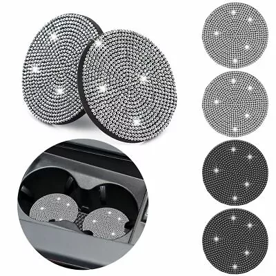 $7.32 • Buy 2PCS Car Black Bling Rhinestone Cup Holder Insert Coaster Interior Accessories