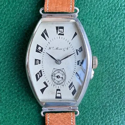 Hy. Moser & Ce. Exploding Numerals .875 Silver Oversized Case Wristwatch - RARE • $2599