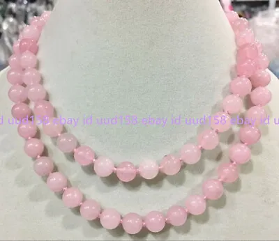 Natural 8mm 10mm 12mm Pink Rose Quartz Gemstone Round Beads Necklace 36'' AAA • $6.50