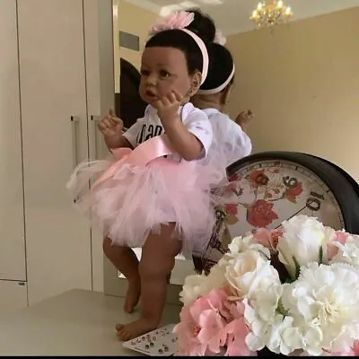 £77.99 • Buy 22inch Lifelike Reborn Baby Doll Realistic Newborn African Black Skin Girl Gifts