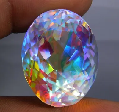 53.20 Ct Loose Gemstone Natural Rainbow Mystic Topaz Certified Oval Cut • $22.66