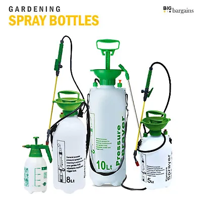 8L / 10L Garden Pressure Weed 2L / 5L Spray Bottle Hand Pump Water Plant New • £7.45