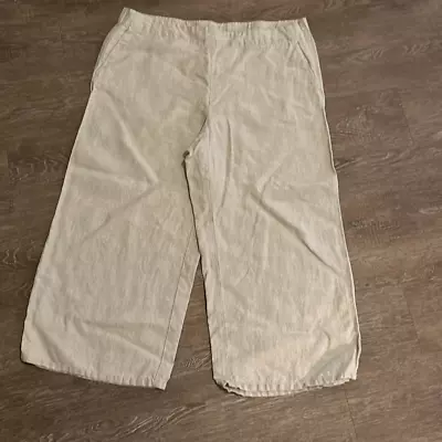 J Jill Cropped Wide Leg Capri Pants  Linen Tan Khaki L Petite LP • $20