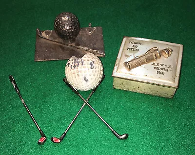 Vintage Square Mesh Golf Ball~Clubs Trophy Topper Pitching~Putting Case~Figural • $21.95