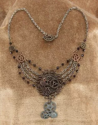 SteamPunk Cosplay Victorian Chains And Gears Necklace NEW UNUSED • $12.99