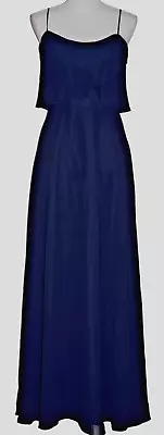 Mori Lee Womens Long Bridesmaid Dress Size 8 Navy Blue Sleeveless Sheer • $39.99