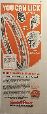 Sealed Power Piston Rings Save Oil Gas Power Muskegon MI Vintage Print Ad 1949 • $12.77