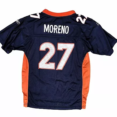 Reebok Boys Blue NFL Denver Broncos  #27 Moreno Jersey Size L 14-16 Youth • $19.99
