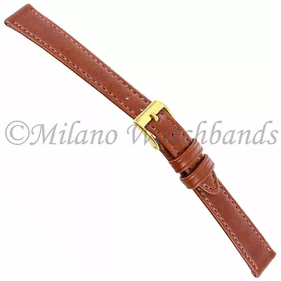 12mm Morellato Tan Brown Genuine Calfskin Leather Stitched Ladies Watch Band 112 • $19.95