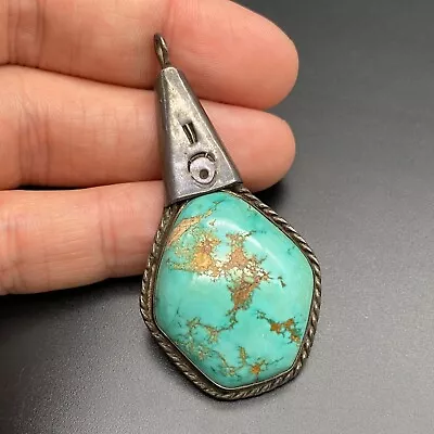 Vintage Native Turquoise Silver Pendant • $835