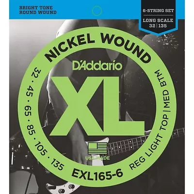 D'Addario EXL165-6 XL 6-String Bass Soft/Regular String Set • $29.99