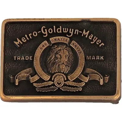 Brass Mgm Studios Metro Goldwyn Mayer Movie Film Lion 1980s Vintage Belt Buckle • $70