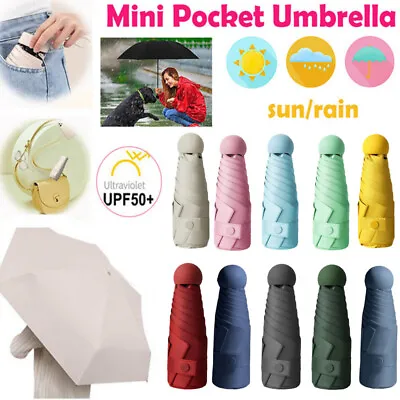 $16.04 • Buy Mini Pocket Compact Umbrella Sun Anti UV 6 Folding Rain Windproof Ultra Light AU