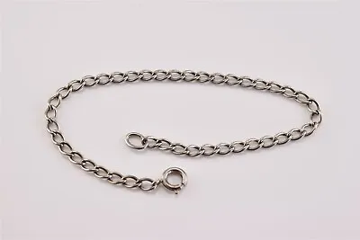 Vintage Sterling Silver Starter Charm Twisted Oval Link Bracelet 7.5  • $15.50