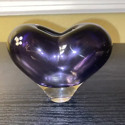 $24.95 • Buy ROSENTHAL HEART Sommerso  Amethyst Heart Vase Signed 3.5  Tall 4  Wide
