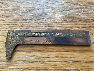 Vintage Stanley USA No. 136-1/2 Small Wood Brass 5” Ruler Caliper- • $12.99