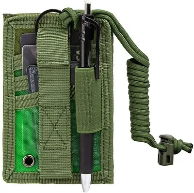 Tactical ID Card Credit Organizer Hook Loop Patch Badge Holder With Neck Lanyard • $9.89