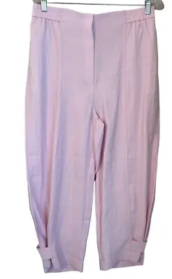 Zara Tabbed Hem Pull On Ankle Pants Oversize Back Pockets Pink Size L NWT • $26