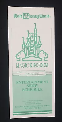 Vintage Walt Disney World Magic Kingdom July 4-10 1993 Theme Park Show Schedule • $4.99