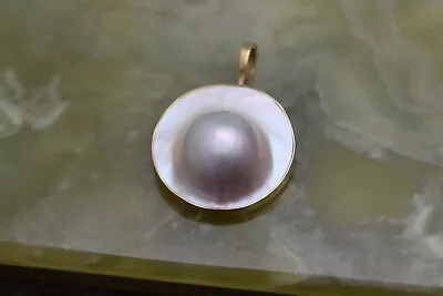 14K Yellow Gold Mabe Pearl Enhancer Circa 1970 • $495