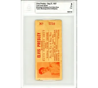 Elvis Presley Unsigned Youth Center Benefit Sept. 27th 1957 Encapsulated Ticket • $12000