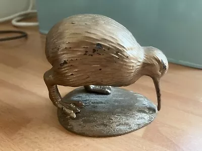 Hand Carved Wooden Kiwi National Bird Of New Zealand Ca 7.5 Cm Tall Sprayed Gold • £2