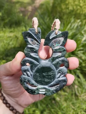 Maori Tiki Pendant  Huge Jade Nephrite Green Stone Necklace New Zealand  • $280